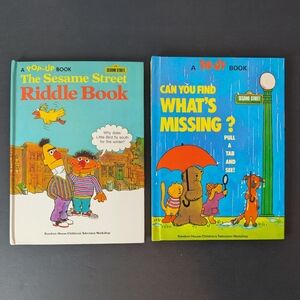 Vintage Sesame Street Pop-Up Books Bundle | Riddle Book + What’s Missing?